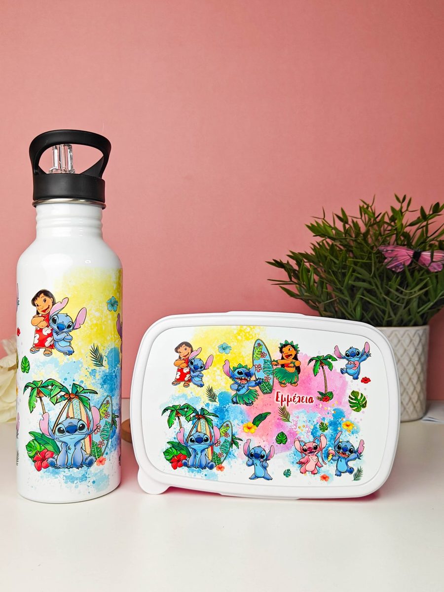 Personalised kids bottle and lunch box with a name